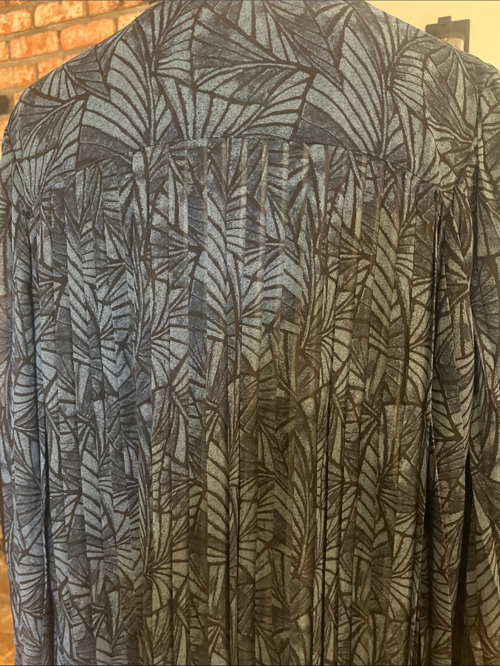 Garnet Hill Navy and Black Leaf-Print Long-Sleeve Dress - Picture 6 of 6